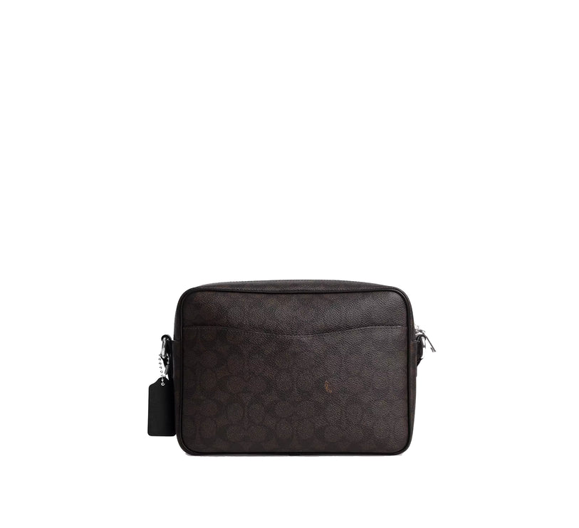 Coach Unisex Colton Crossbody Bag 25 In Signature Canvas With Patches Silver/Walnut/Black