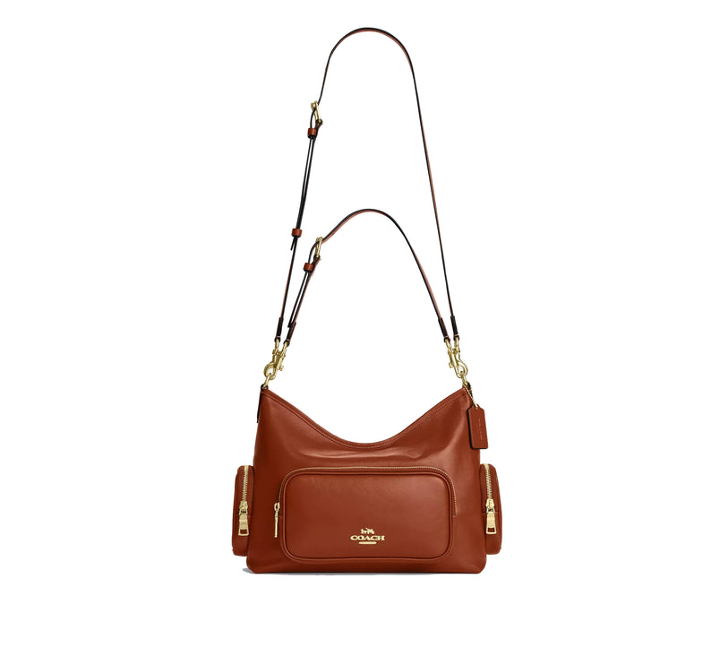 Coach Women's Laurel Shoulder Bag With Pockets Gold/Cinnamon