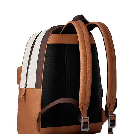 Michael Kors Unisex Pacey Embellished Striped Signature Logo Backpack Vanilla Combo