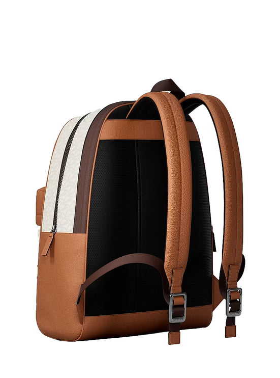 Michael Kors Unisex Pacey Embellished Striped Signature Logo Backpack Vanilla Combo