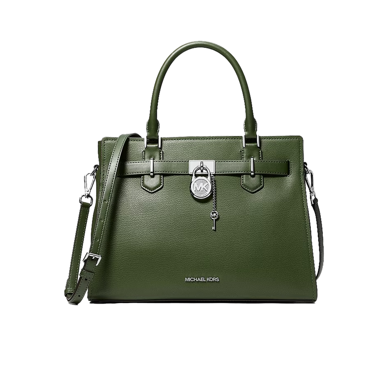 Michael Kors Women's Landon Medium Leather Satchel Bag Amazon Green