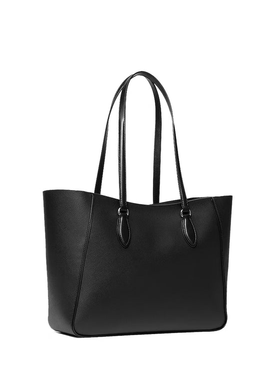 Michael Kors Women's Jet Set Travel Large Smooth and Signature Logo 3-in-1 Tote Bag Black/Silver