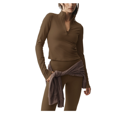 alo Women's ALO Softsculpt Precision 1/4 Zip Long Sleeve Java Brown