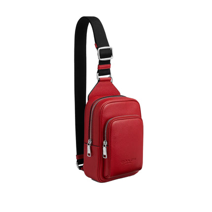 Coach Unisex Racer Sling Pack Silver/Poppy
