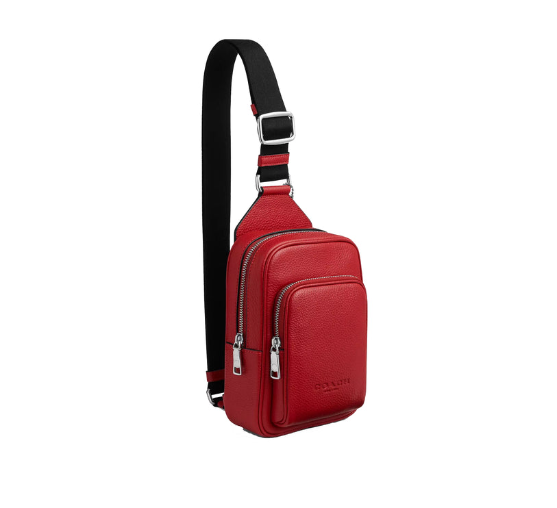 Coach Unisex Racer Sling Pack Silver/Poppy