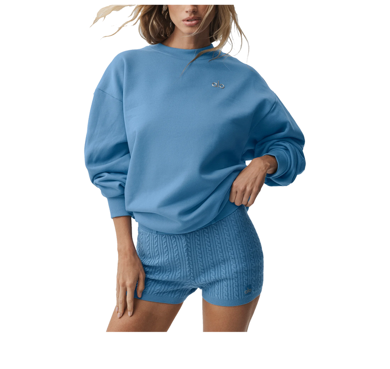 alo Women's Accolade Crew Neck Pullover California Blue