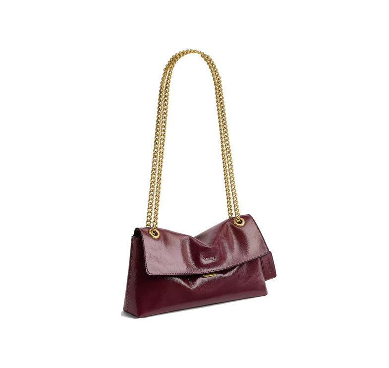 Coach Women's Chelsea Shoulder Bag 26 With Chain Brass/Dark Cherry