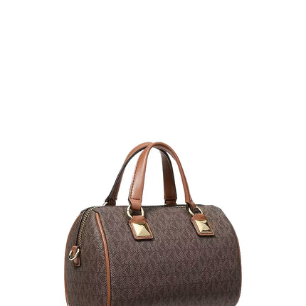 Michael Kors Women's Grayson Small Signature Logo Duffel Crossbody Bag Brown/Gold