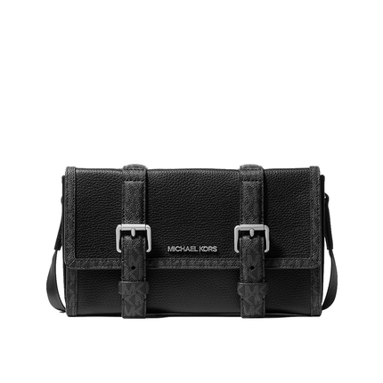 Michael Kors Men's Cooper Pebbled Leather and Signature Logo Trunk Crossbody Bag Black