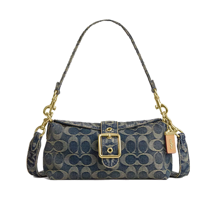 Coach Women's Abbie Shoulder Bag In Signature Regenerative Cotton Denim Gold/Denim