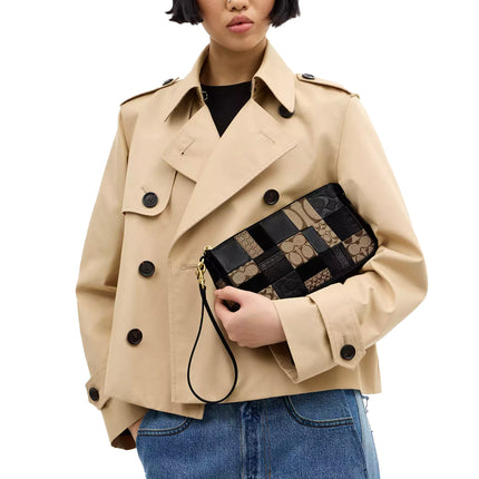 Coach Women's Plaza Bag 25 With Patchwork Brass/Black Multi