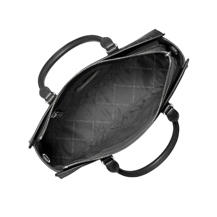 Michael Kors Women's Arden Medium Printed Signature Logo Satchel Black