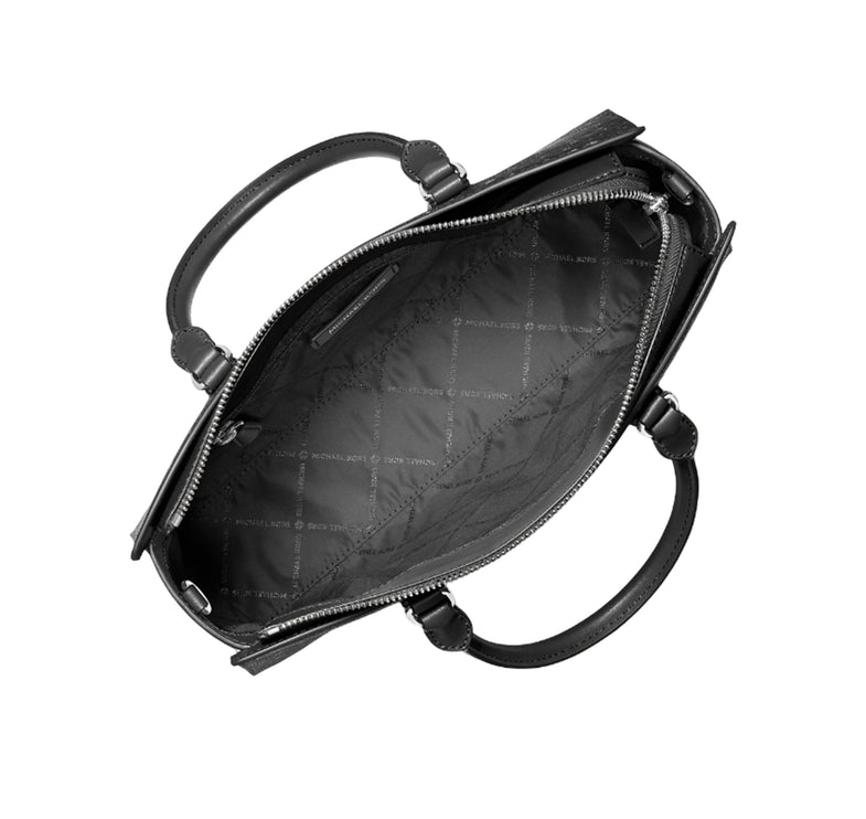 Michael Kors Women's Arden Medium Printed Signature Logo Satchel Black