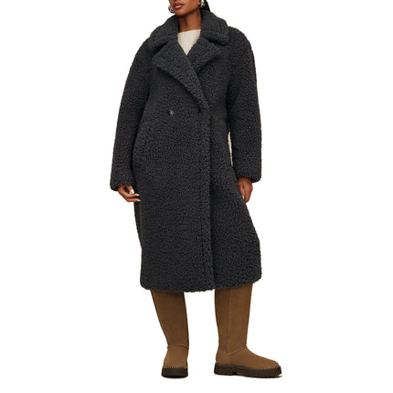 UGG Women's Gertrude Long Teddy Coat II Ink