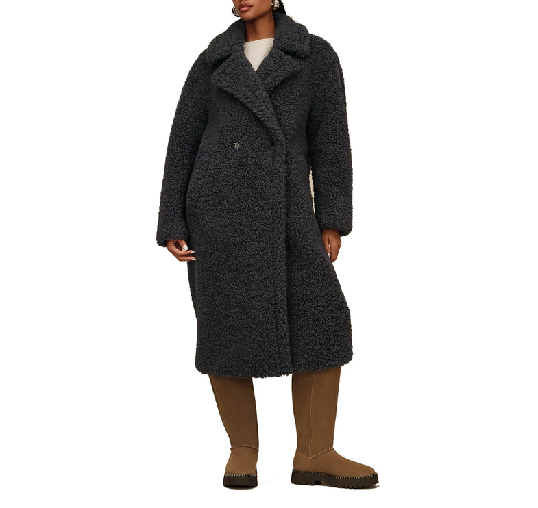 UGG Women's Gertrude Long Teddy Coat II Ink