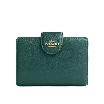 Coach Women's Medium Corner Zip Wallet Gold/Emerald