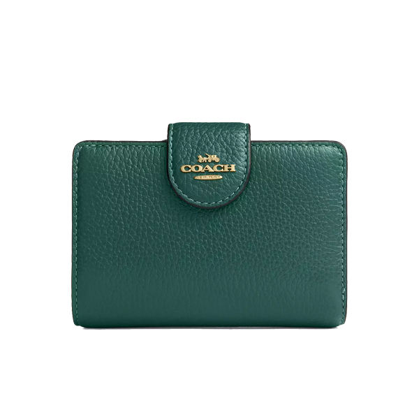 Coach Women's Medium Corner Zip Wallet Gold/Emerald