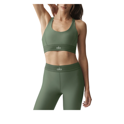 alo Women's Airlift Suit Up Bra Bamboo Green