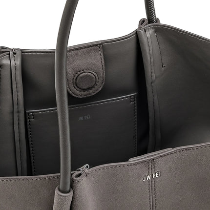 JW PEI Women's Nala Faux Suede Wide Tote Bag - Dark Gray