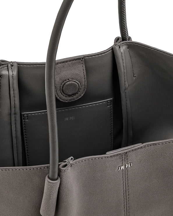 JW PEI Women's Nala Faux Suede Wide Tote Bag - Dark Gray
