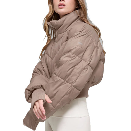alo Women's Cropped Atmosphere Puffer Chai Latte