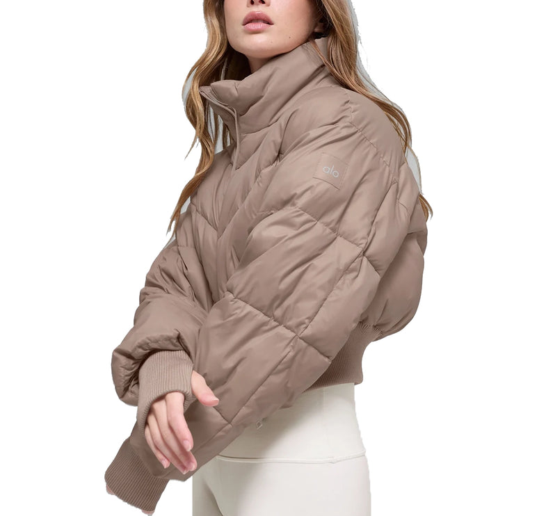 alo Women's Cropped Atmosphere Puffer Chai Latte