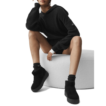 alo Women's Waffle Chenille Edition Hoodie Black