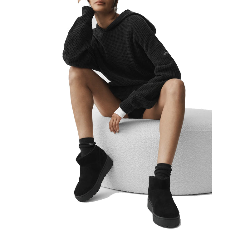 alo Women's Waffle Chenille Edition Hoodie Black