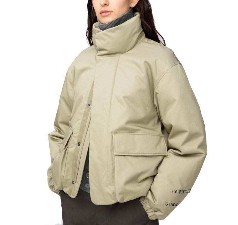 Uniqlo Women's Hybrid Down Short Jacket 32 Beige