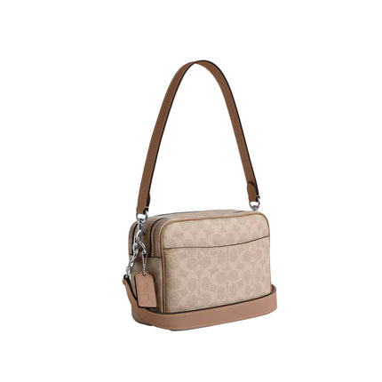 Coach Women's Carey Crossbody Bag In Signature Canvas Silver/Sand/Taupe