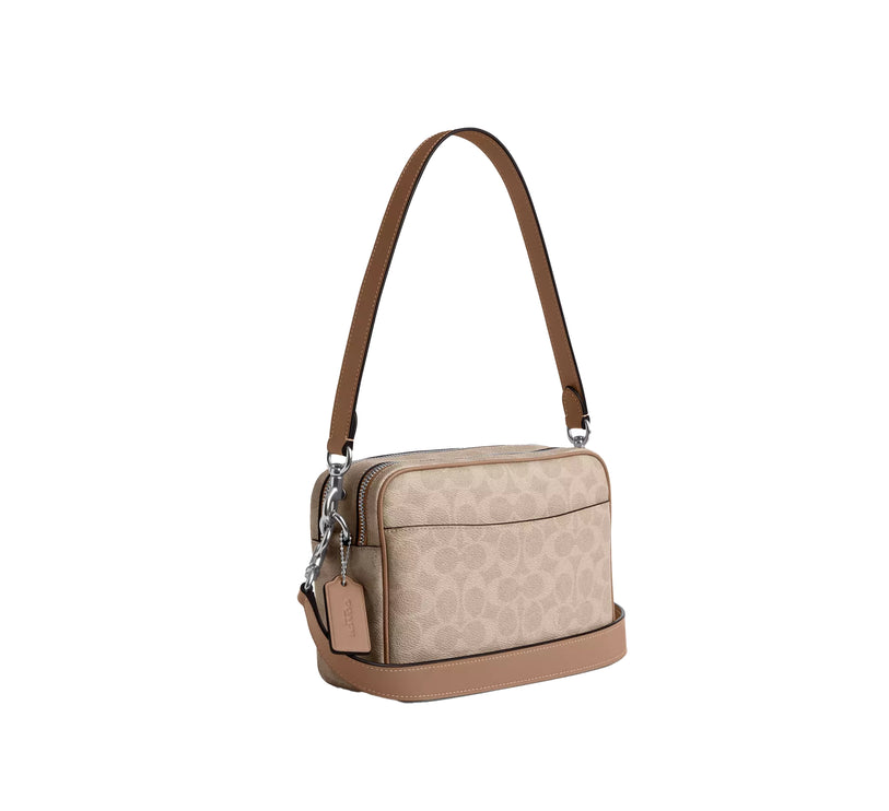 Coach Women's Carey Crossbody Bag In Signature Canvas Silver/Sand/Taupe