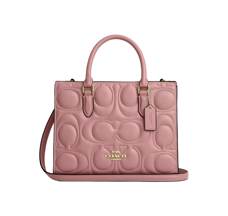 Coach Women's Maggie Small Tote Bag In Signature Leather Gold/Pink Petal