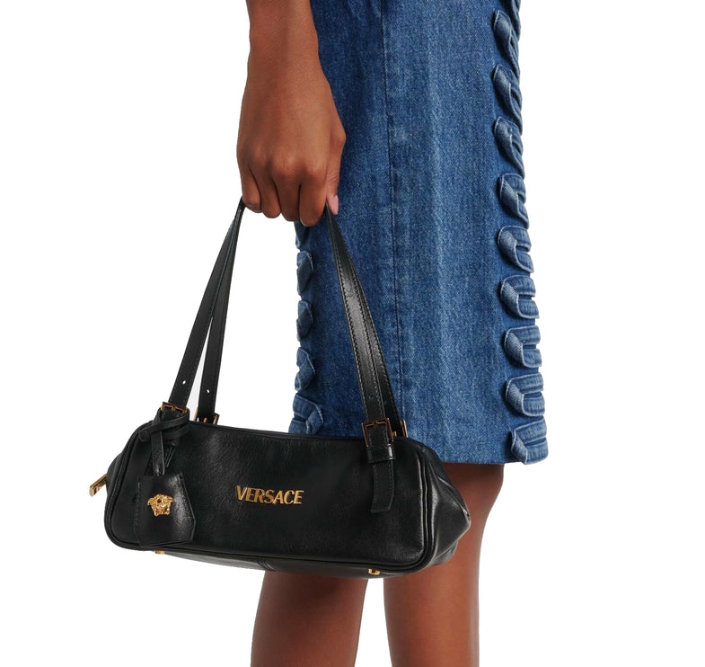 Versace Women's Versace Tag Nappa Medium Bowling Bag Black