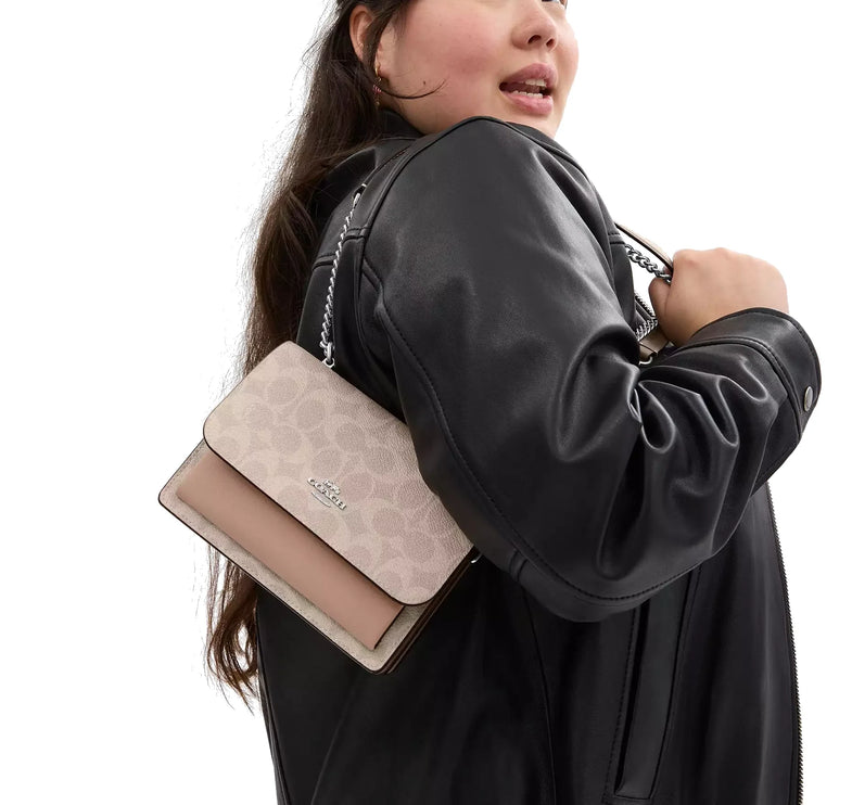 Coach Women's Mini Klare Crossbody Bag In Signature Canvas Silver/Sand/Taupe