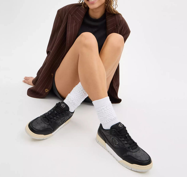 Coach Women's Soho Sneaker In Signature Canvas Charcoal/Black