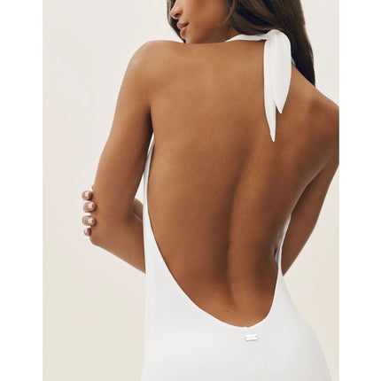 alo Women's Summer Soiree Halter Maxi Dress White