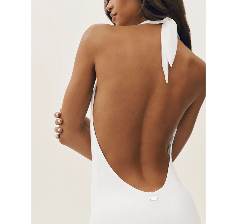 alo Women's Summer Soiree Halter Maxi Dress White
