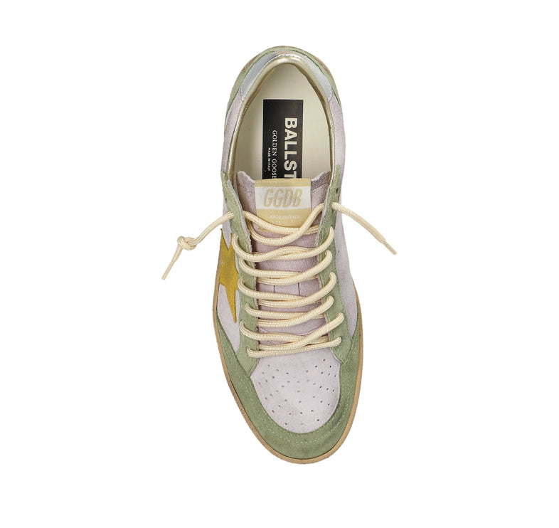 Golden Goose Women's Ball Star Sneakers Yellow Star Green Multi