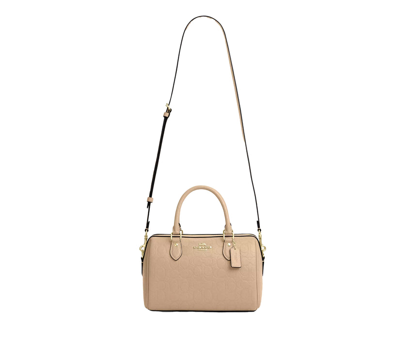 Coach Women's Rowan Satchel Bag In Signature Leather Gold/Oat