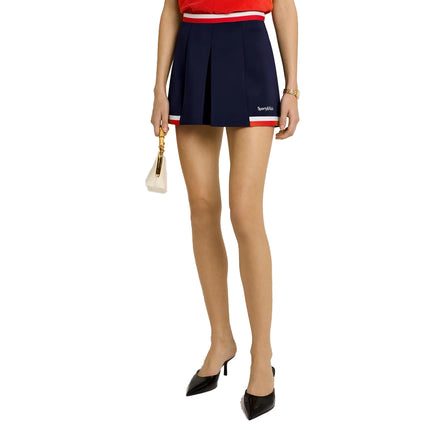 Sporty & Rich Women's Serif Logo Mila Skirt Navy/White/Fire Red