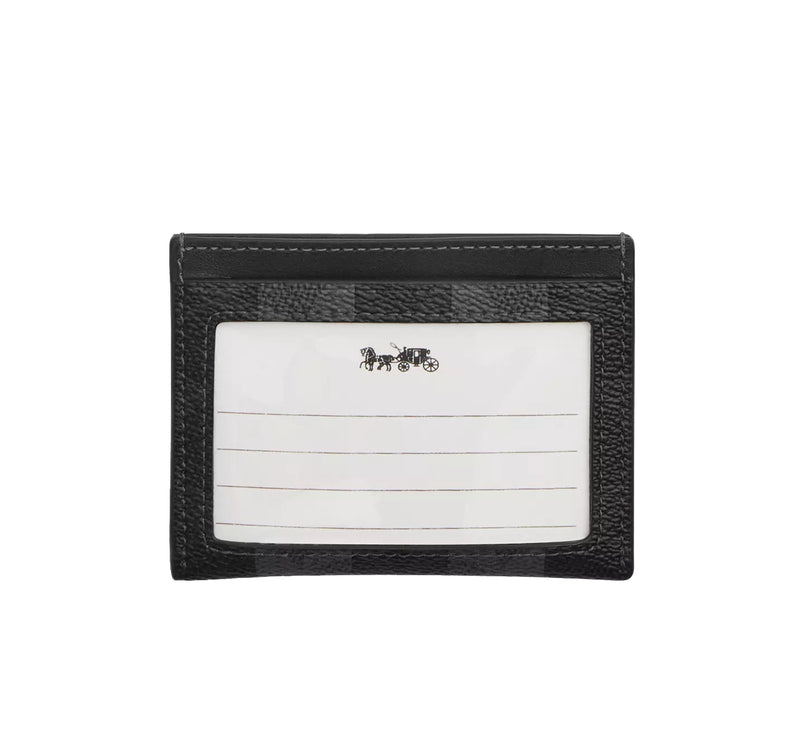 Coach Men's Slim Id Card Case In Signature Canvas With Stripes Black/Grey