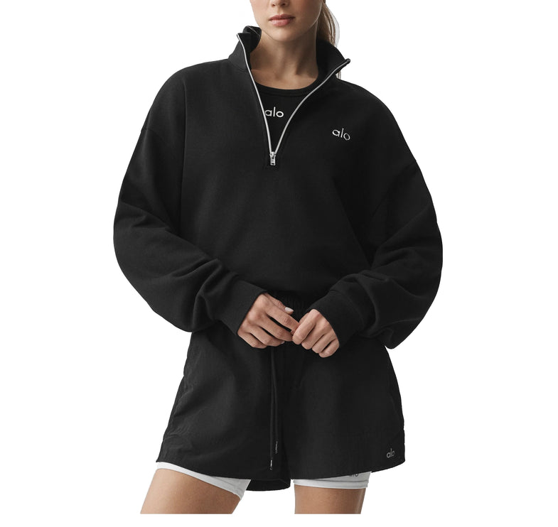 alo Women's Accolade 1/4 Zip Pullover Black