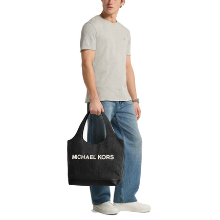 Michael Kors Women's Cooper Medium Denim Tote Bag Black Wash