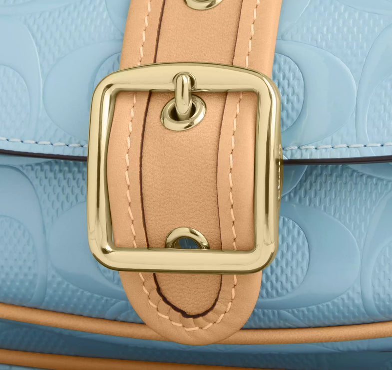 Coach Women's Ashton Mini Shoulder Bag In Signature Leather Gold/Light Blue