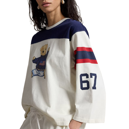 Polo Ralph Lauren Women's Polo Bear Cotton Jersey Tee Warm White/Newport Navy