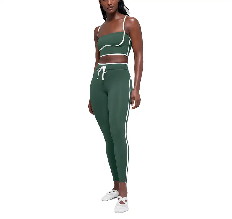 alo Women's Airbrush High-Waist Race Pace 7/8 Legging Clover Green/White