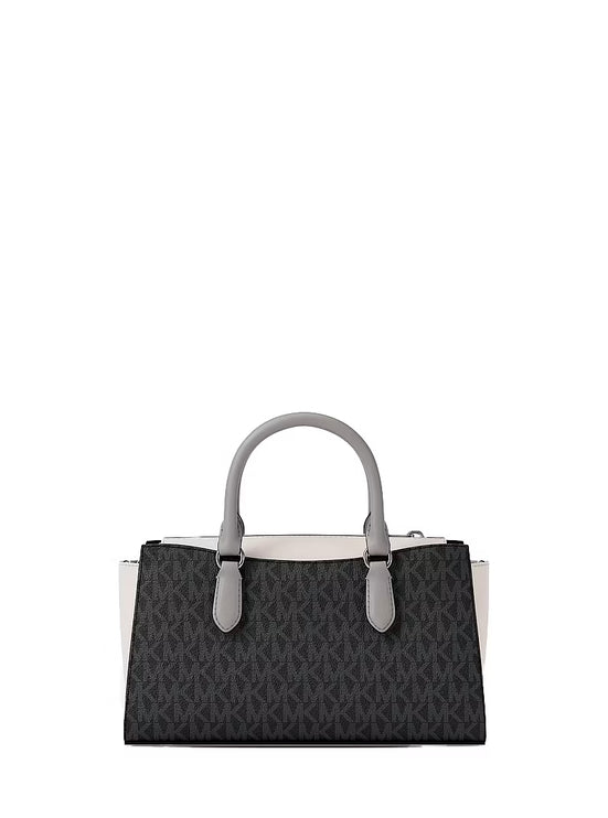Michael Kors Women's Arden Small Color-Block Signature Logo Messenger Bag Black Combo