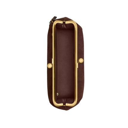Coach Women's Kisslock Frame Bag 30 Suede/Brass/Dark Chocolate