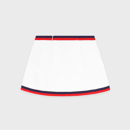 Sporty & Rich Women's Serif Logo Mila Skirt White/Navy/Fire Red