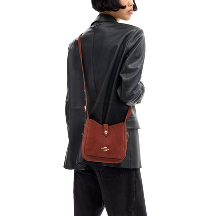 Coach Women's Hadley Mini Crossbody Bag Suede/Gold/Clay